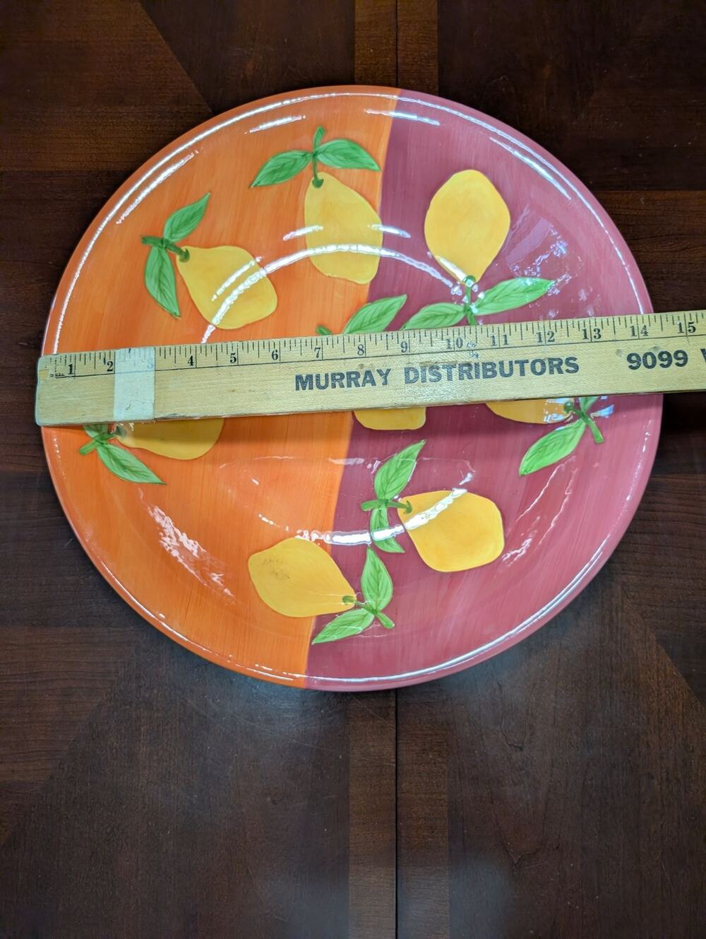 Square Nest Large 14.5 Inch Shallow Serving Bowl Platter Lemon Citrus Motif
